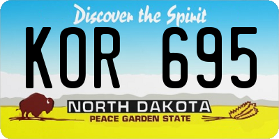 ND license plate KOR695