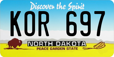 ND license plate KOR697