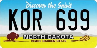 ND license plate KOR699