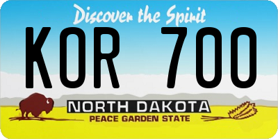 ND license plate KOR700