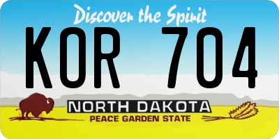 ND license plate KOR704