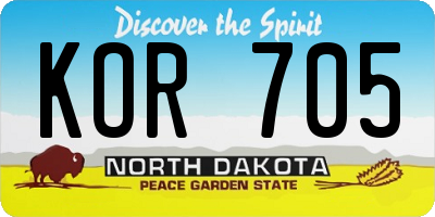 ND license plate KOR705