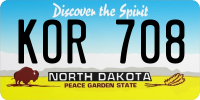 ND license plate KOR708