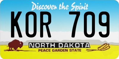 ND license plate KOR709