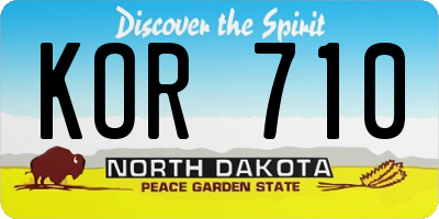 ND license plate KOR710