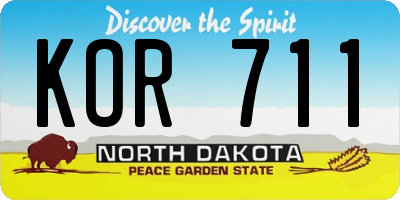 ND license plate KOR711