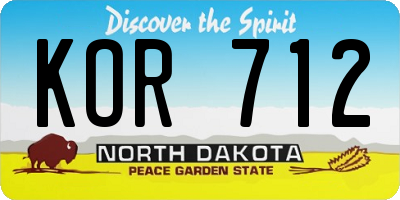 ND license plate KOR712