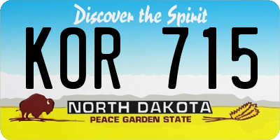 ND license plate KOR715