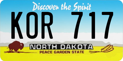 ND license plate KOR717