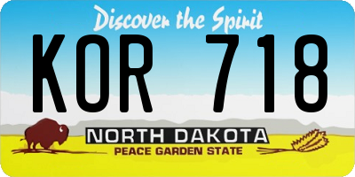 ND license plate KOR718
