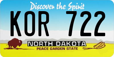 ND license plate KOR722