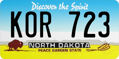 ND license plate KOR723
