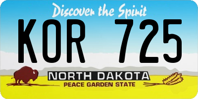 ND license plate KOR725