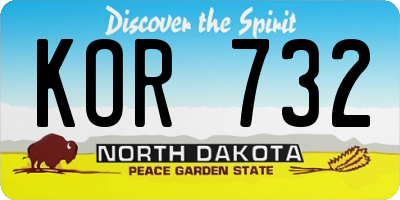 ND license plate KOR732