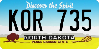 ND license plate KOR735