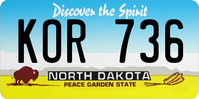 ND license plate KOR736