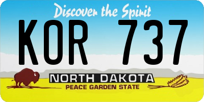 ND license plate KOR737