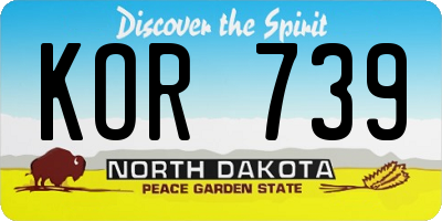 ND license plate KOR739