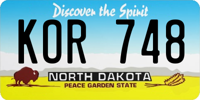 ND license plate KOR748