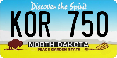 ND license plate KOR750