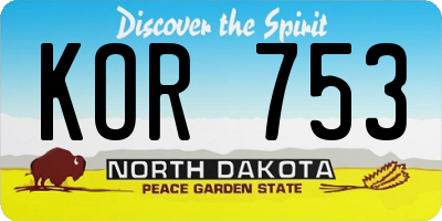 ND license plate KOR753