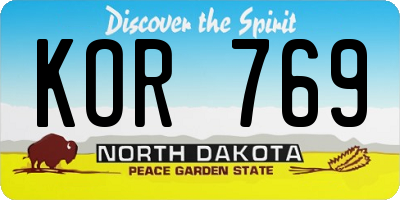 ND license plate KOR769