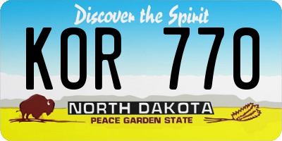 ND license plate KOR770