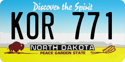ND license plate KOR771
