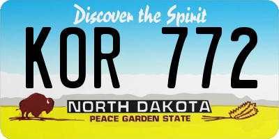 ND license plate KOR772
