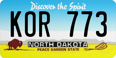 ND license plate KOR773