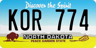 ND license plate KOR774