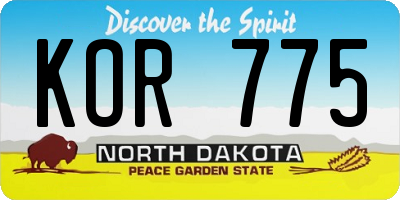 ND license plate KOR775