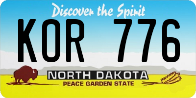 ND license plate KOR776