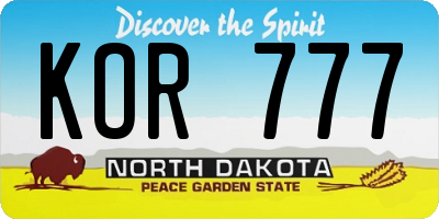 ND license plate KOR777