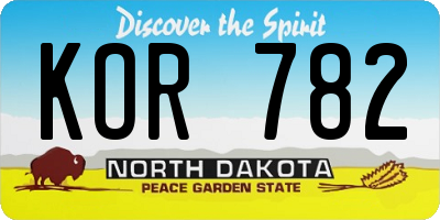 ND license plate KOR782