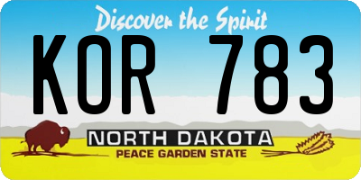 ND license plate KOR783