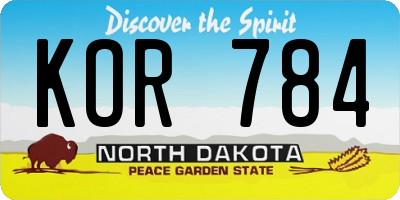 ND license plate KOR784