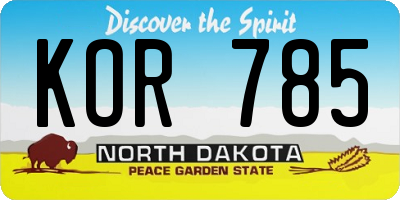 ND license plate KOR785