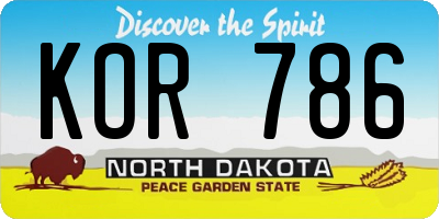 ND license plate KOR786