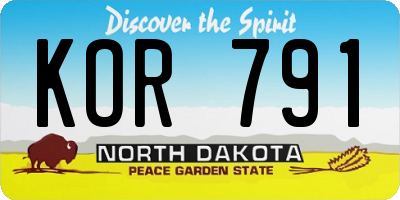 ND license plate KOR791