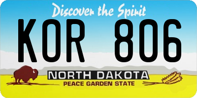 ND license plate KOR806