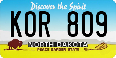 ND license plate KOR809