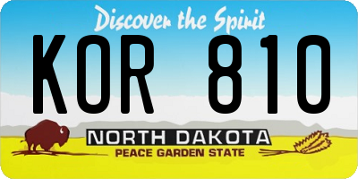 ND license plate KOR810