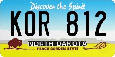 ND license plate KOR812