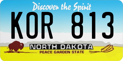 ND license plate KOR813