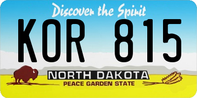 ND license plate KOR815