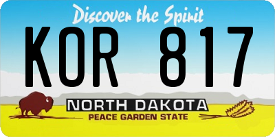 ND license plate KOR817
