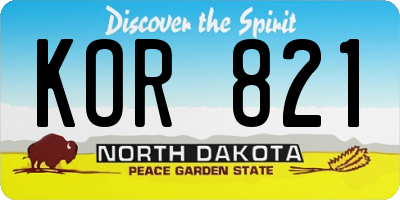 ND license plate KOR821