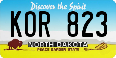ND license plate KOR823