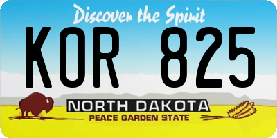 ND license plate KOR825